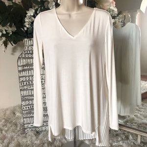WHBM Cream Pleat Back Top